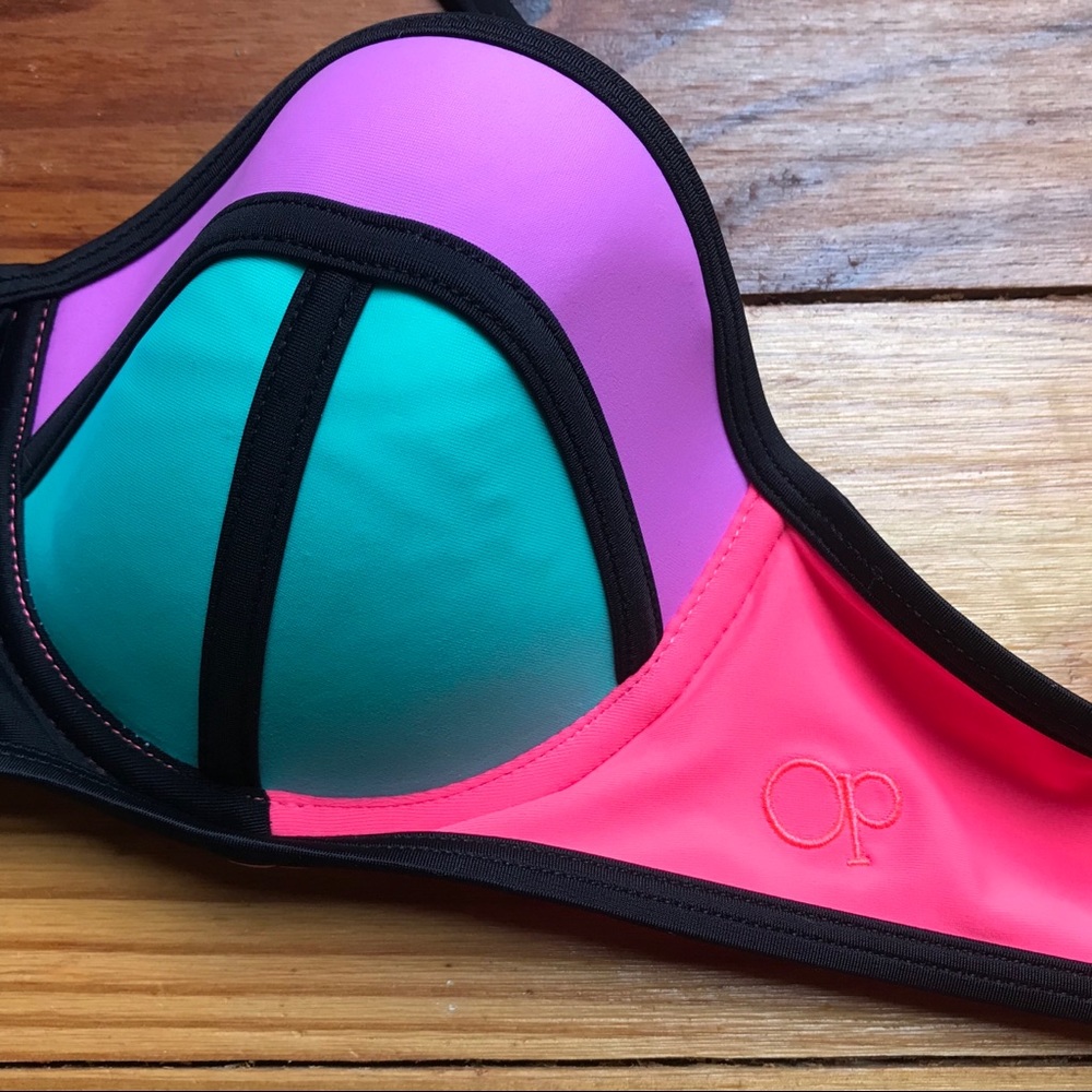 OP Tri-colored Bikini Top, EUC, L - Picture 5 of 13
